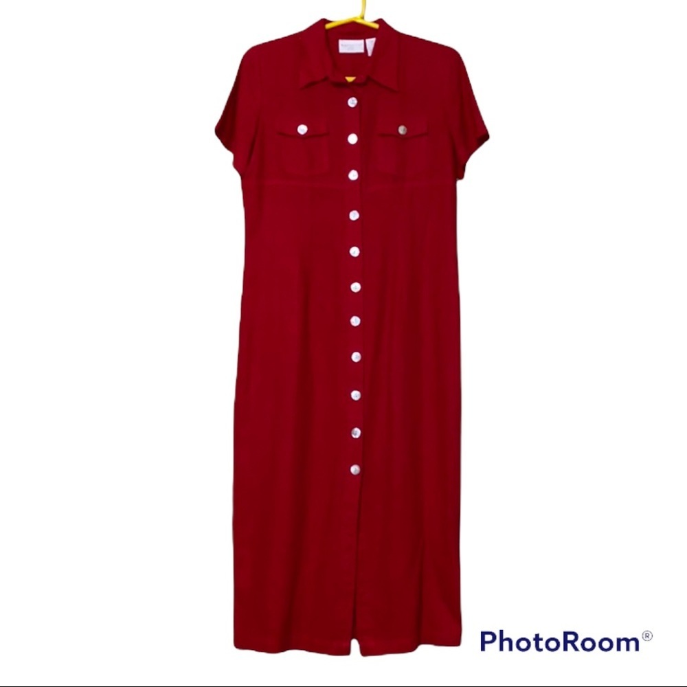 Worthington 10 petite red linen womens long dress